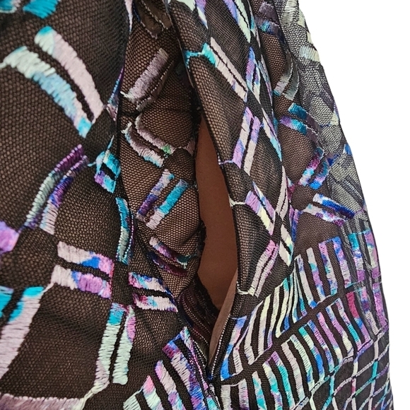 Bcbgmaxazria multicolor metallic engendering embroidery vneck pleated bodem xxs - Picture 9 of 9